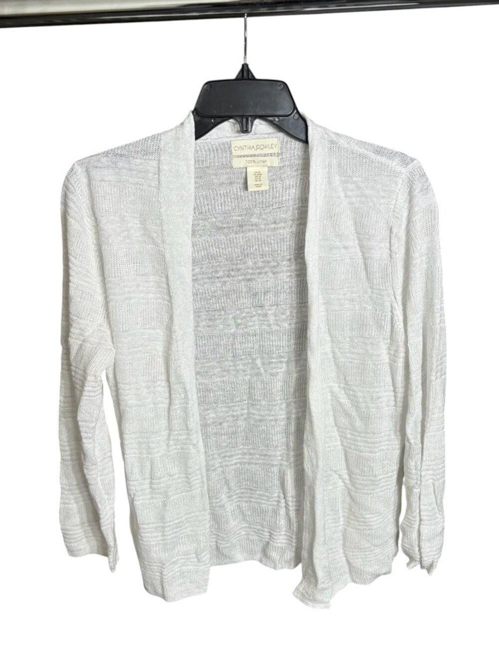Cynthia Rowley Cardigan 100% Linen Open Cardigan White Size Medium